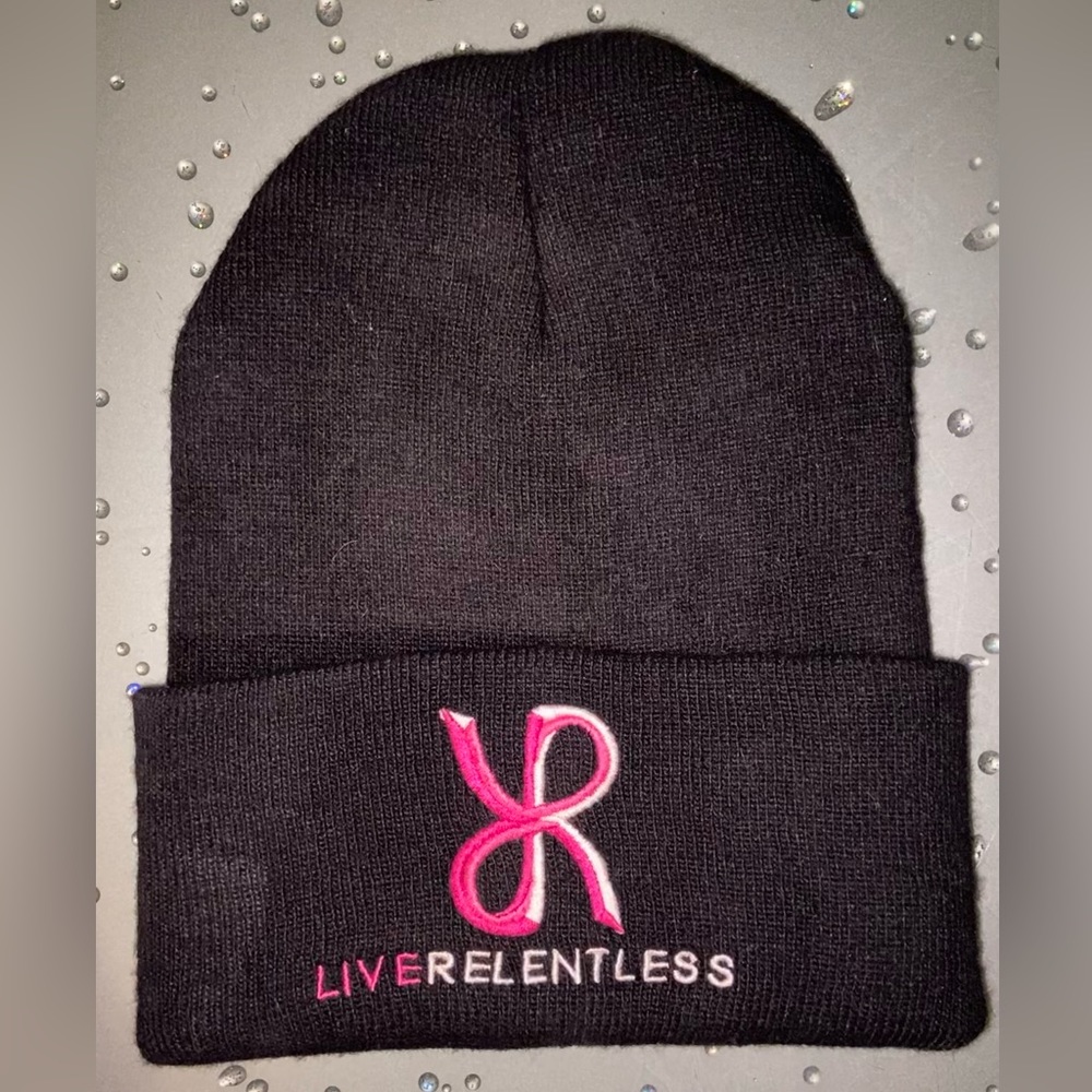 LIVERELENTLESS Unisex Black Beanie Knit Hat Excellent Condition Never Worn